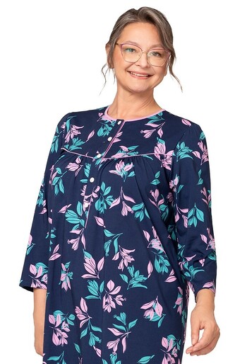 Koszula Martel Bogna II 204 dł/r M-2XL granatowy-różowy XL