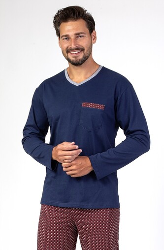 Piżama Regina 465 dł/r 2XL-3XL Z24/25 męska granatowy XXL