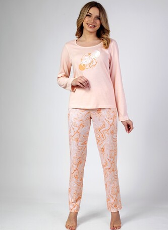 Piżama Regina 672 dł/r 2XL-4XL Z24/25 damska morelowy 3XL