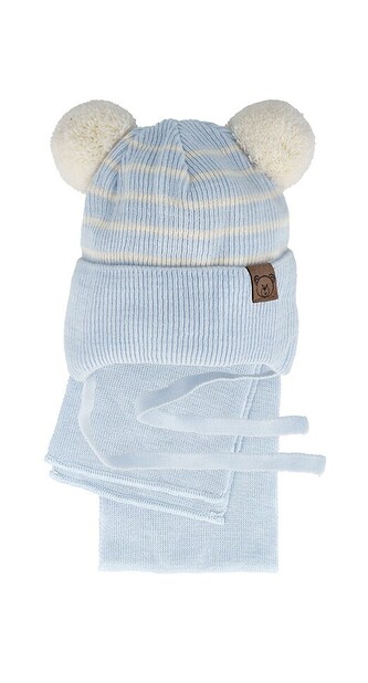 Komplet AJS 48-317 Czapka+szalik chłopięcy błękitny 40-42 cm