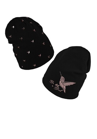 Czapka AJS 50-107 dwustronna dziecięca czarny 48-50 cm