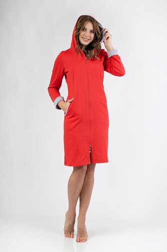 Szlafrok Regina 158 dł/r M-XL W25 damski czerwony XL