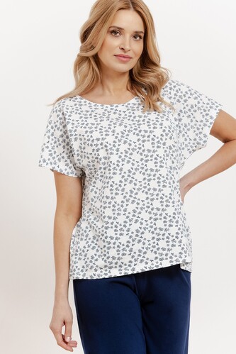 Piżama Taro Demi 3418 kr/r S-2XL W25 damska ecru-granatowy XXL Piżama Taro Demi 3418 kr/r S-2XL W25 damska ecru-granatowy XXL