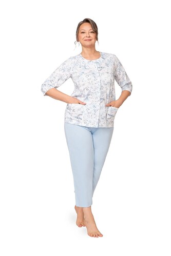 Piżama Martel Maria II 201 3/4 M-2XL damska rozpinana niebieski XXL