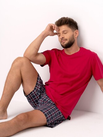 Piżama Key MNS 453 A25 kr/r M-2XL czerwony-grafitowy XXL