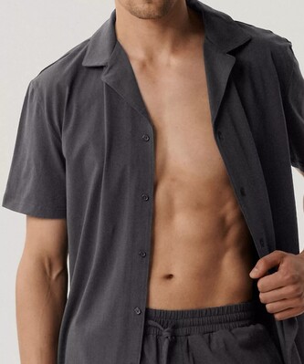 Piżama Atlantic BNMP-002 kr/r S-2XL męska rozpinana szary ciemny M