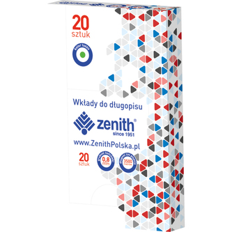 Wkłady do długopisu Zenit zielone met. op. 20 szt., Zenith