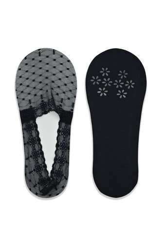 Baleriny Noviti SN052 Koronka Silikon ABS 36-41 czarny 36-41