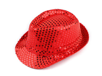 Karnevalový klobouk s flitry - 1 ks - 6 červená