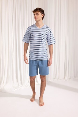 Piżama Regina 496 kr/r M-XL W25 męska niebieski M