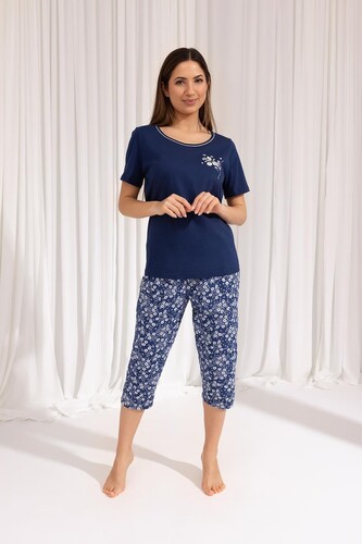 Piżama Regina 691 kr/r M-XL W25 damska granatowy XL