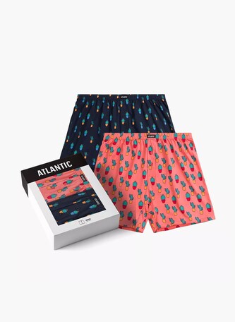 Bokserki Atlantic 2MBH-005 A'2 S-2XL granatowy-koralowy M