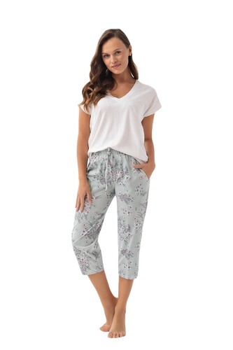 Piżama Luna 337 kr/r M-2XL W25 damska biały-zielony L