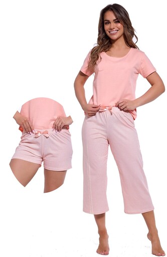 Piżama Cornette 466/322 Cleo kr/r S-2XL trzyczęściowa damska różowy S