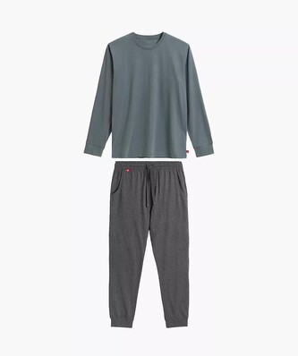 Piżama Atlantic NMP-372 dł/r S-3XL męska szmaragdowy-szary melanż XXL