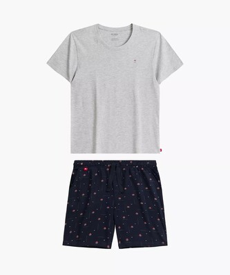 Piżama Atlantic NMP-384 kr/r S-2XL męska szary melanż-granatowy XXL