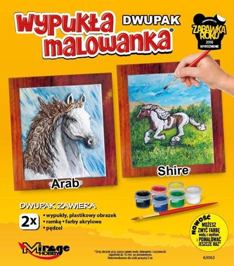 Wypukła malowanka Konie - Arab + Shire