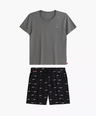 Piżama Atlantic NMP-384 kr/r S-2XL męska khaki-czarny L