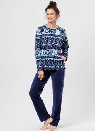 Piżama Key LHS 894 B24 dł/r S-XL damska niebieski-granatowy S