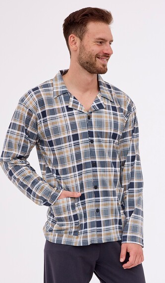 Piżama Cornette 114/75 dł/r S-2XL męska rozpinana szary XXL