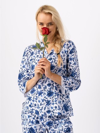 Piżama Key LNS 521 A25 3/4 S-XL rozpinana biały-granatowy M