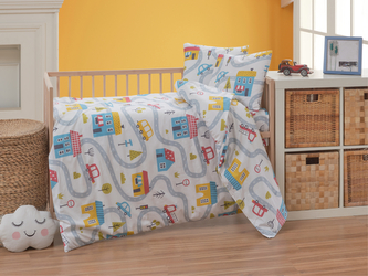 Krepové dětské povlečení 140x200, 70x90cm Městečko