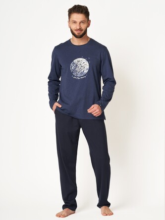 Piżama Key MNS 625 B24 dł/r M-2XL męska granatowy melanż M