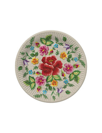 Papírový talíř velký - Roses Mountain Embroidery Folk