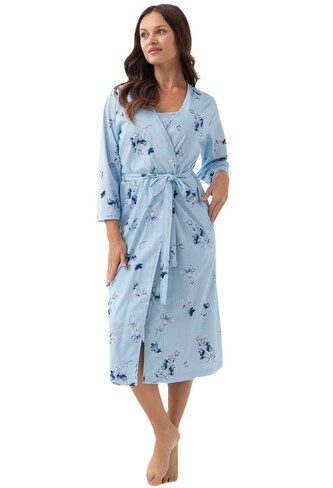 Szlafrok Luna 376 3/4 M-2XL W25 damski niebieski XXL