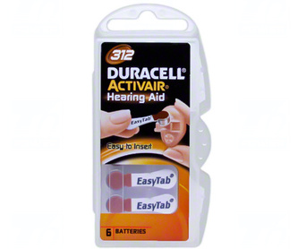 Baterie Duracell DA312, ZA312, 312A, PR312, PR41, VR312, R312, 1,45V, blistr 6 ks