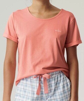 Piżama Atlantic NLP-497 kr/r S-2XL koralowy-niebieski S