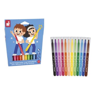 Janod Colorino Detské fixky 12 farieb od 3 rokov