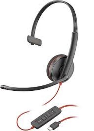 HP Poly Blackwire 3210 Monaural USB-C Headset +USB-C A Adapter Bulk 209748-101