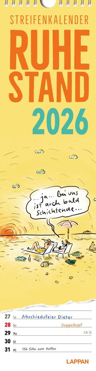 Ruhestand Streifenkalender 2026: Monatskalender für die Wand