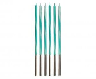 Dortové svíčky 6 ks Candy tyrkysové