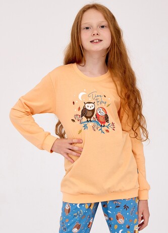 Piżama Cornette Young Girl 978/176 Owls 2 dł/r 134-164 pomarańczowy 158-164