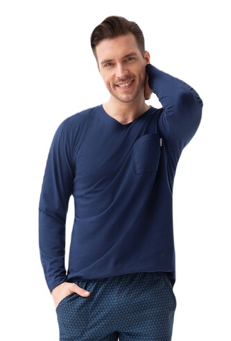 Piżama Luna 804 dł/r M-2XL Z24 męska granatowy XXL
