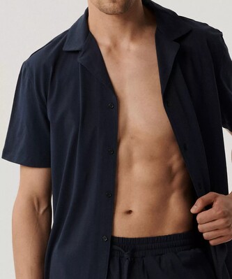 Piżama Atlantic BNMP-002 kr/r S-2XL męska rozpinana granatowy M