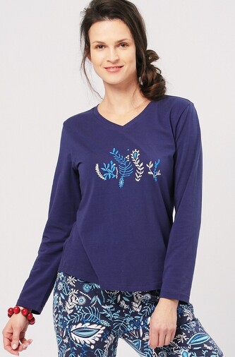 Piżama Key LNS 793 B24 dł/r S-XL damska granatowy M