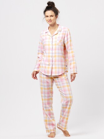 Piżama Key LNS 486 B24 Flanela S-XL rozpinana damska różowy pudrowy L