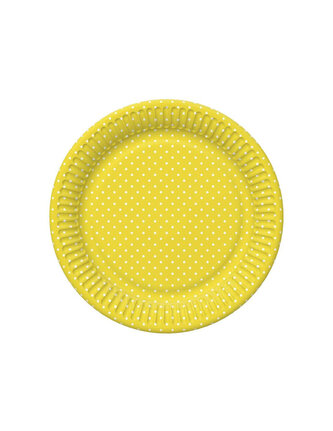 Papírový talíř velký - White Dots on Sunflower Yellow