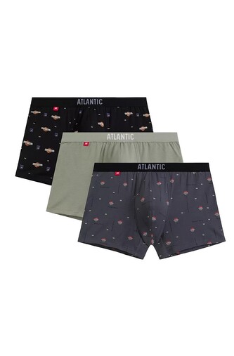 Bokserki Atlantic 3MH-211 A'3 S-2XL czarny-zielony-grafitowy XXL