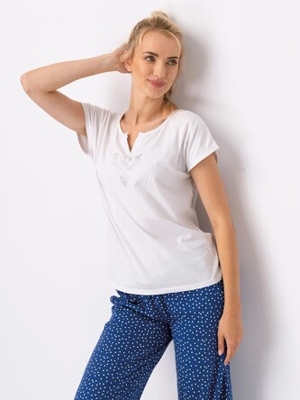 Piżama Key LNS 623 A25 kr/r S-XL biały-granatowy XL