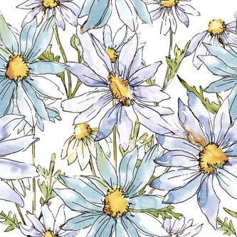 Ubrousky MAKI L (20ks) Watercolour Blue Margerites