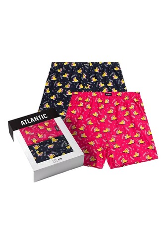 Bokserki Atlantic 2MBH-007 A'2 M-2XL granatowy-różowy XL