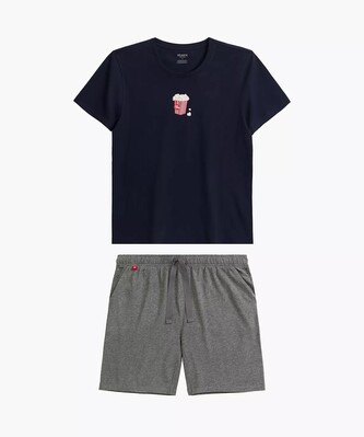 Piżama Atlantic NMP-383 kr/r S-2XL męska granatowy-szary melanż XXL