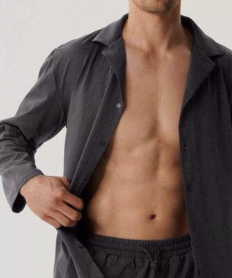 Piżama Atlantic BNMP-001 dł/r S-2XL męska rozpinana szary ciemny XXL