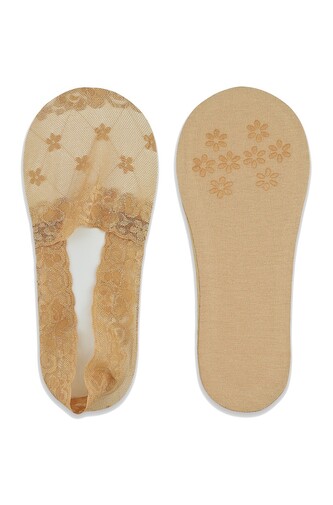 Baleriny Noviti SN051 Koronka Silikon ABS 36-41 beżowy ciemny 36-41