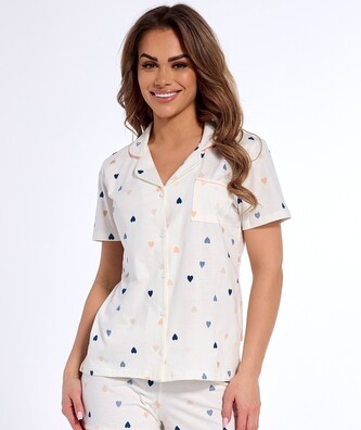 Piżama Cornette 346/310 Love kr/r S-2XL damska rozpinana ecru XL