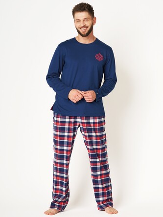 Piżama Key MNS 613 B24 Flanela M-2XL męska granatowy M